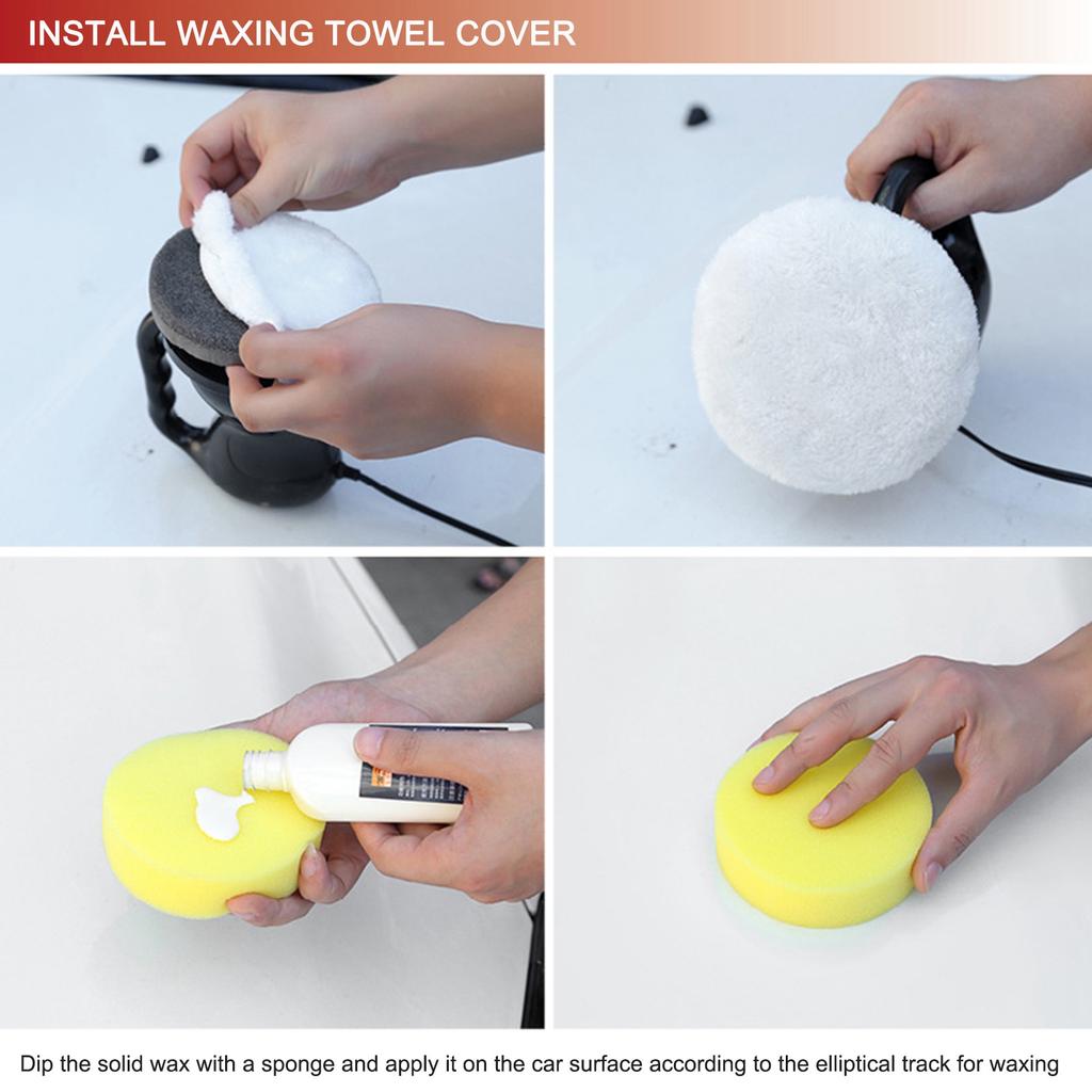 Elektrische Poliermaschine für Autos, Puffer-Poliermaschine Wachs-Set mit 2 Pads für Autopflege Polieren und Wachsen