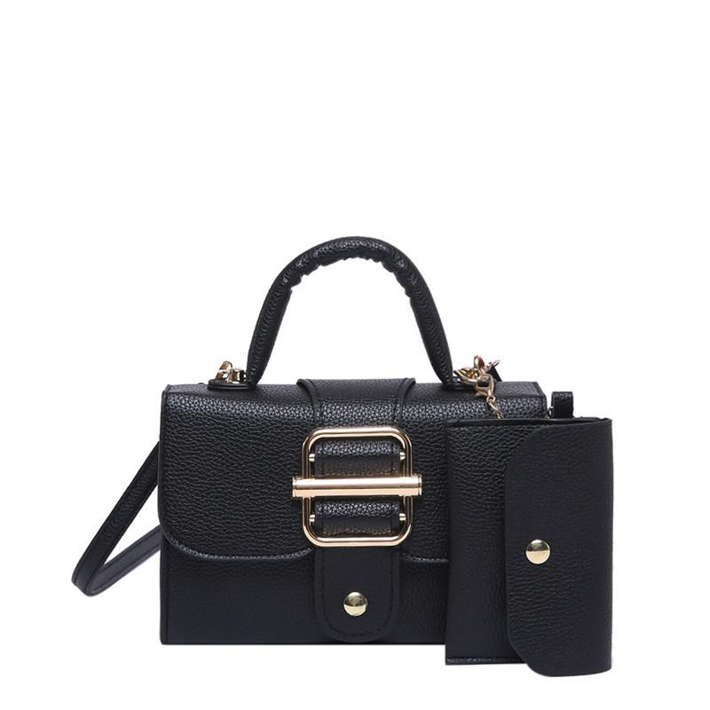 Golden Buckle Small Square Mother Bag With Coin Purse For Daily Casual Wear чёрный