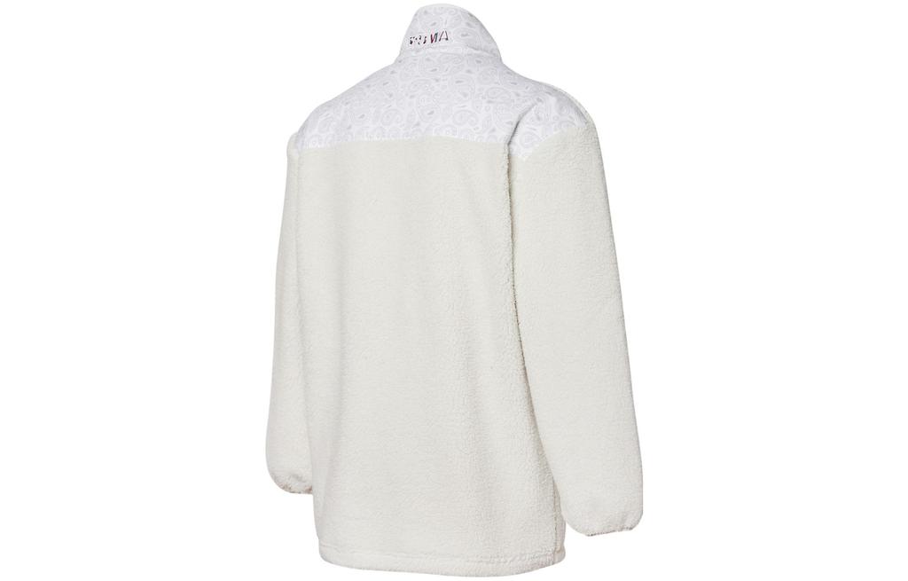 PUMA Paisley Patchwork Pocket Faux Sherpa Fleece Stand Collar Jacket Winter Velvet feel Coat Unisex Ecru 534984-05