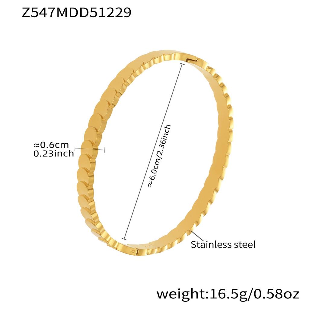 18K Gold-Plated Stainless Steel Round Pendant Bracelet with Zircon Inlay for Women - Popular European & American Style