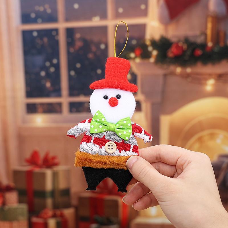 Christmas Window Display Bag Pendants Cartoon Doll Party Twill Design Xmas Atmosphere Mini Pendant Home Decoration Various Styles