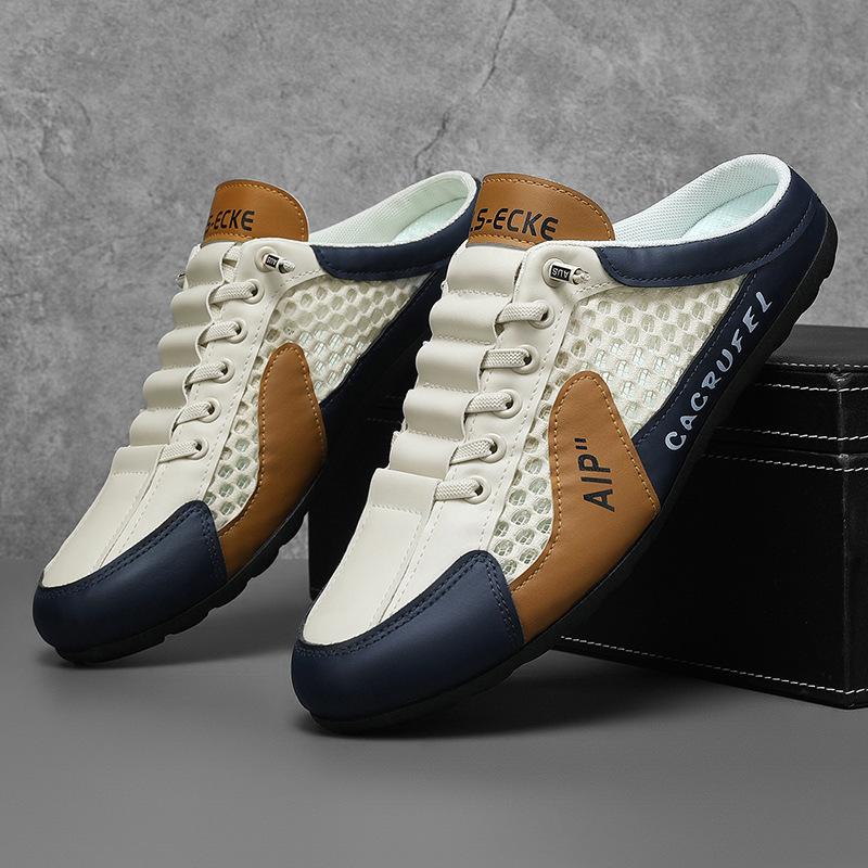 Baotou half slippers men's summer breathable men's shoes one pedal lazy shoes men's non-slip and deodorant heel sandals