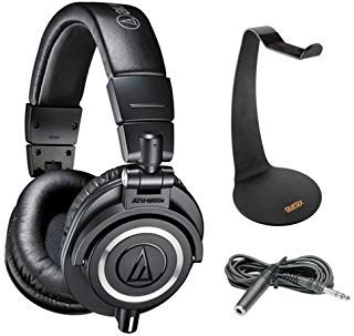 

Audio-Technica ATH-M50x Monitor Headphones (Black) with Headphone Stand & 10ft Extension Cable