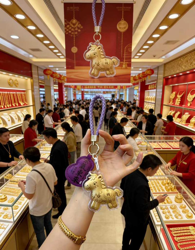 Jahr des Pferdes Gold 999 Schlüsselanhänger Anhänger für Festivals
