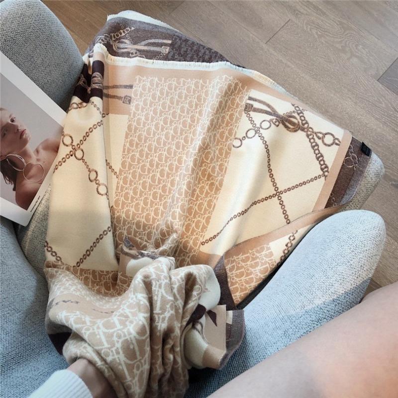 0G thickened version retro bird scarf women's winter high-end warm scarf imitation cashmere shawl