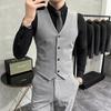 High-end Brand Solid Color Elastic Men's Casual Business Vest Groom Wedding Suit Party Waist Coat
