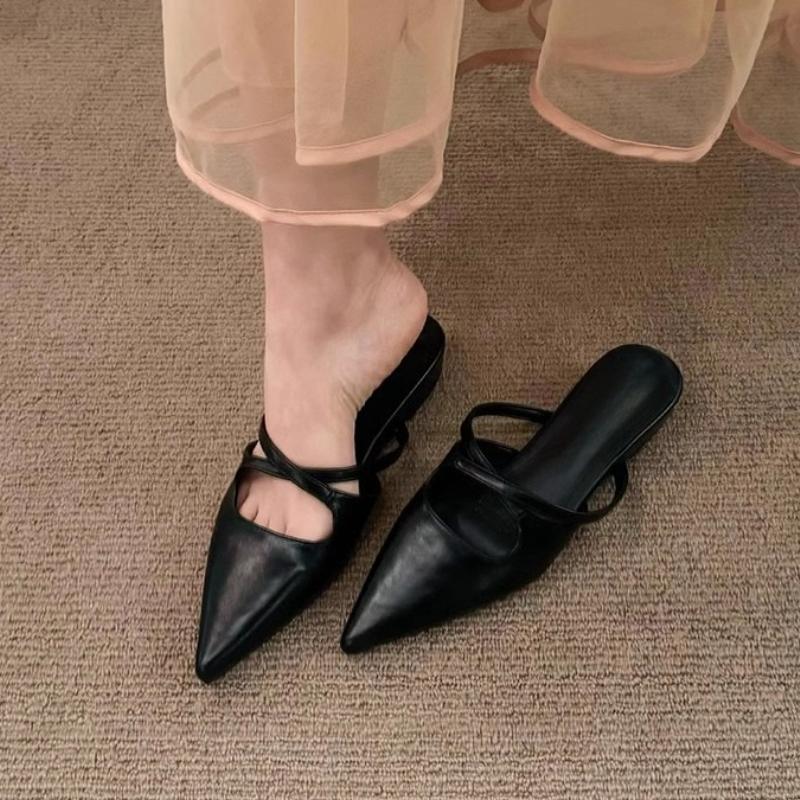 Fashion Pointd Toe Flats Women Slippers Sexy Summer Mules Shoes Dress Party 2025 New Sandals Woman Flip Flops Brand Slingback Sandalias