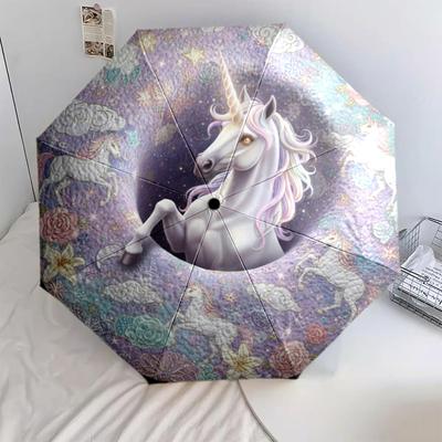 1 PC Automatic Folding Umbrella - Cartoon Pattern, Portable & Foldable Design with 8 Ribs, Christmas Birthday Gifts