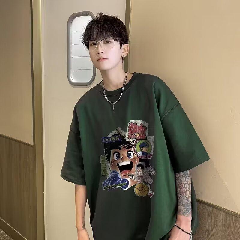 

Мужская модная футболка с круглым вырезом и короткими рукавами с принтом для лета, свободный повседневный топ 3XL