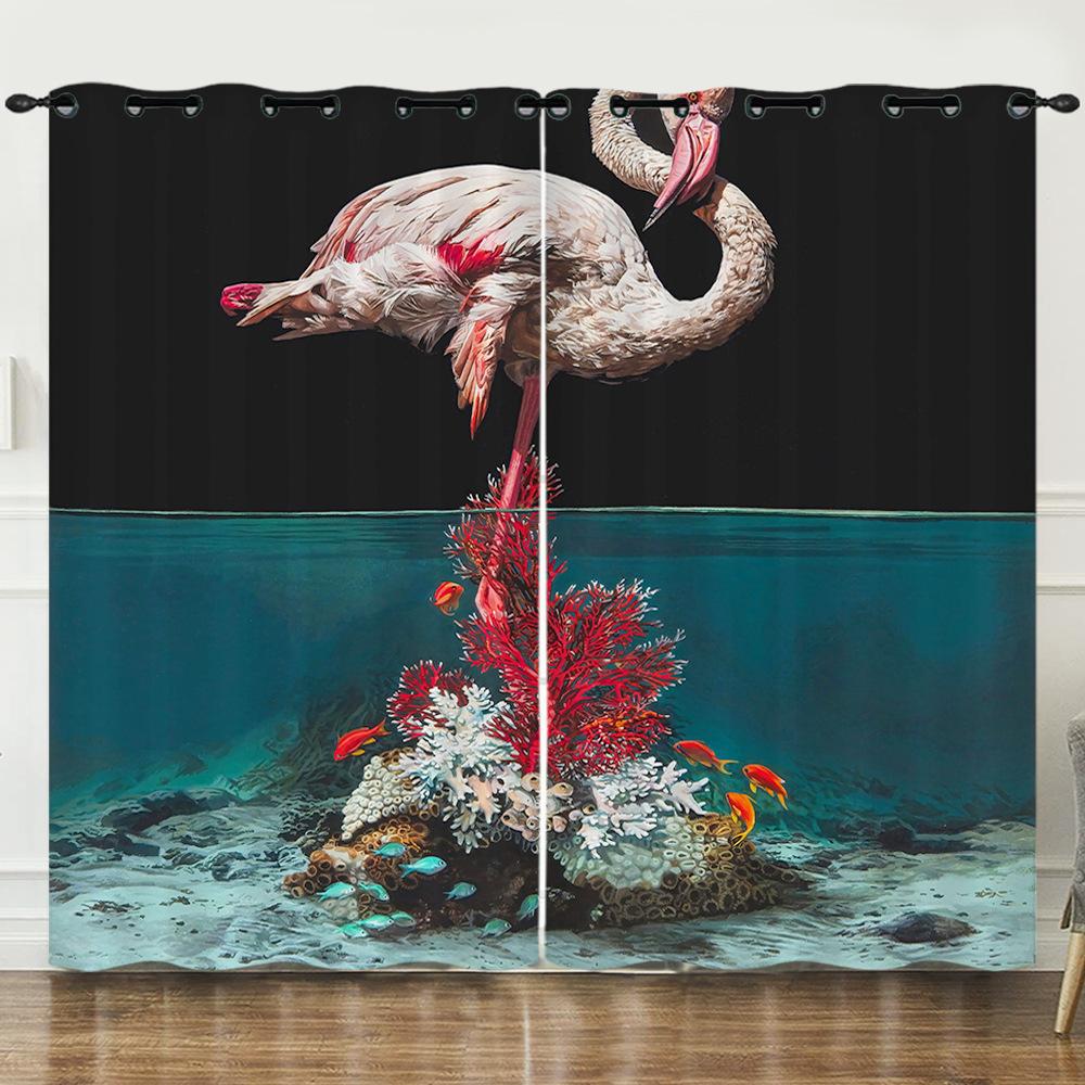Curtain Cartoon Animal 3D Digital Printing Blackout Curtain Punching