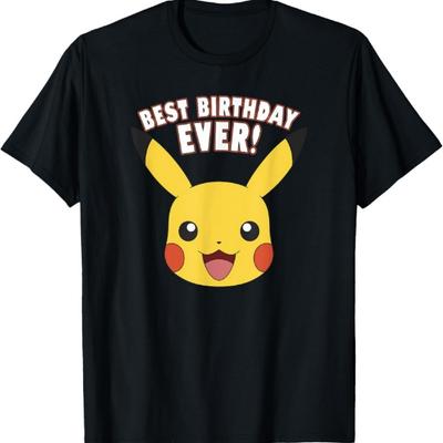 Pokémon Birthday Pikachu Big Face Best Birthday Ever! T-Shirt