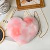 Imitation rabbit fur heart-shaped plush bag autumn and winter new women's bag versatile messenger bag love chain single shoulder portable