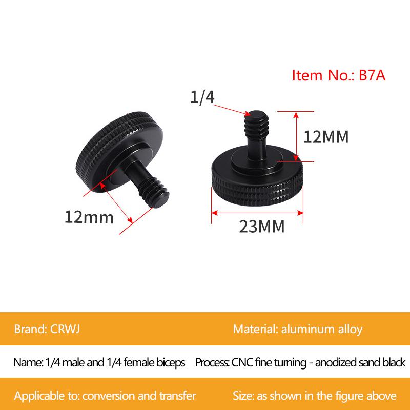 1/4" Dual Nuts Tripod Mount Screw Double Layer Thread Screw Mount Adapter Black Camera Screw Mount For Camera Flash