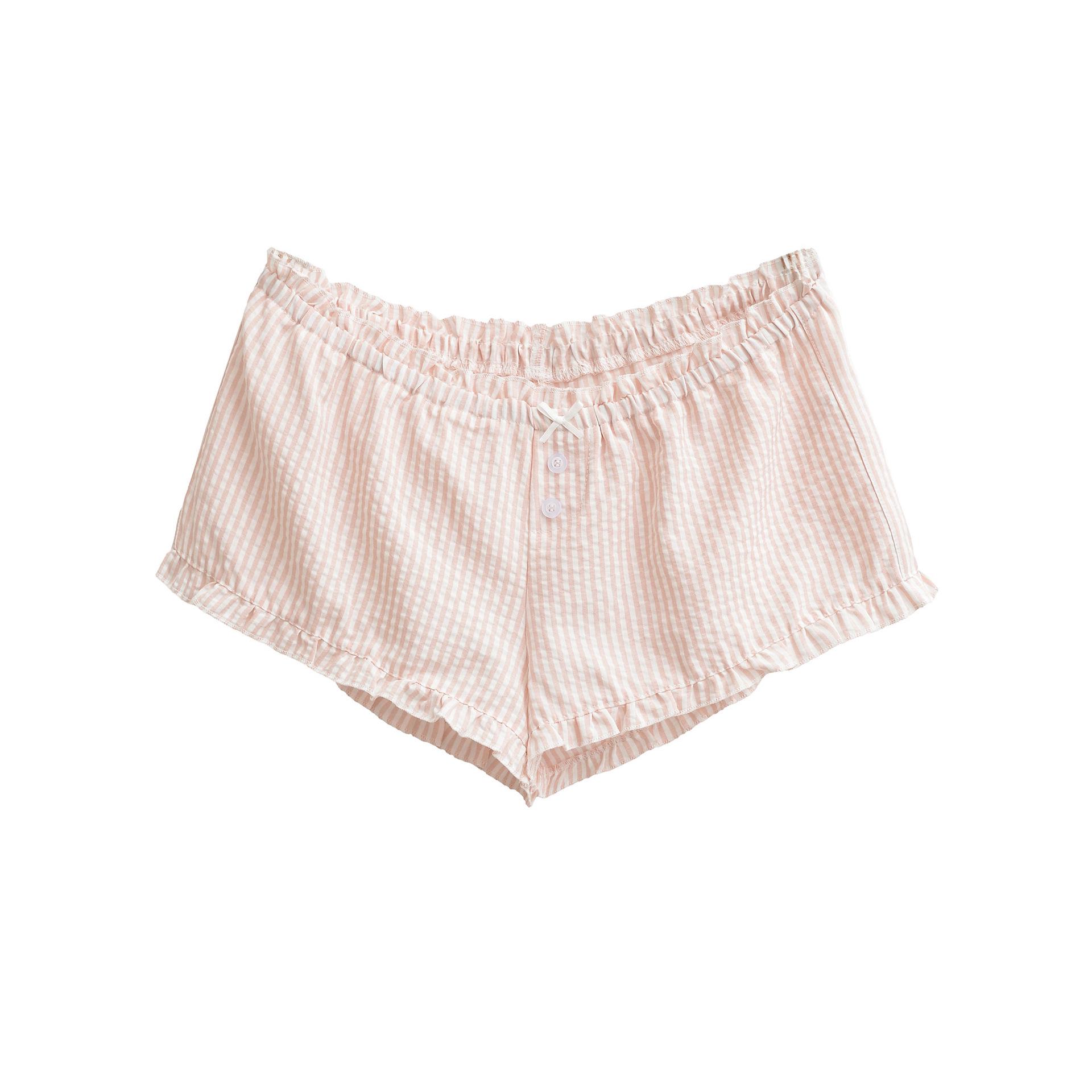 Women s Light Pink Plaid Lace Bow Shorts - Summer Casual Homewear Large