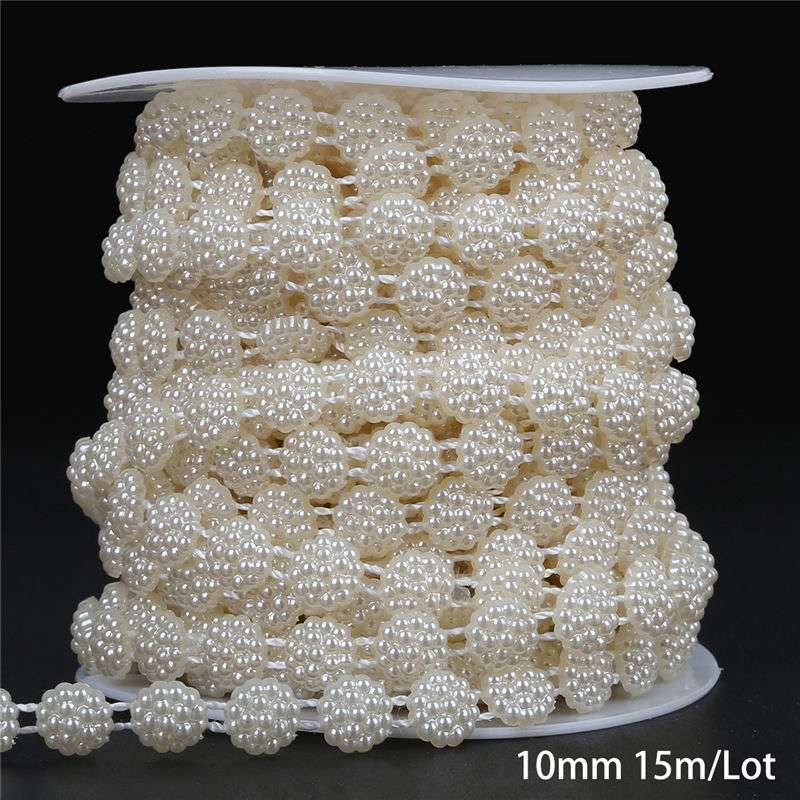 Multi-Size ABS Imitation Pearl Beads Chain Trim for DIY Wedding Dress Costume Applique Craft Accessories