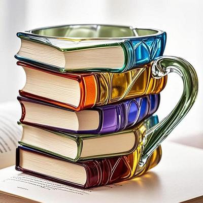 Painted Book Mug Novelty 3d Painted Books Coffee Mug Unique Books Stack Coffee Cup Collection Gifts For Literature Lovers