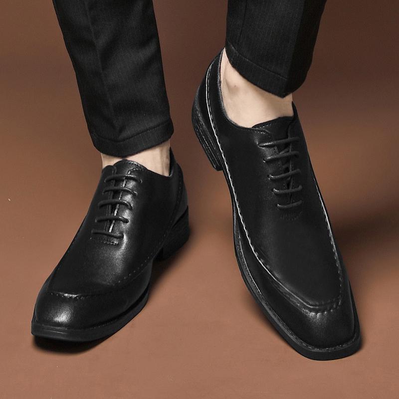Business men's leather shoes Comfortable and minimalist style Work office and leisure party Black and white Flat shoes luxury