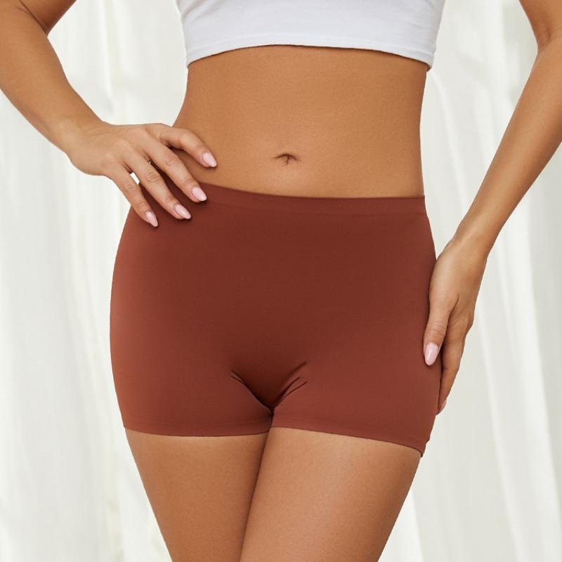 Women's High-waisted Safety Shorts Anti-exposure Ice Silk Seamless Base Layer Plain Color Underwear