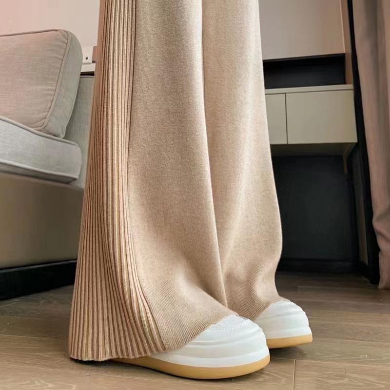 Knitted Wide-legged Trousers Women Autumn and Winter Thick Section Draped Loose Casual Trousers