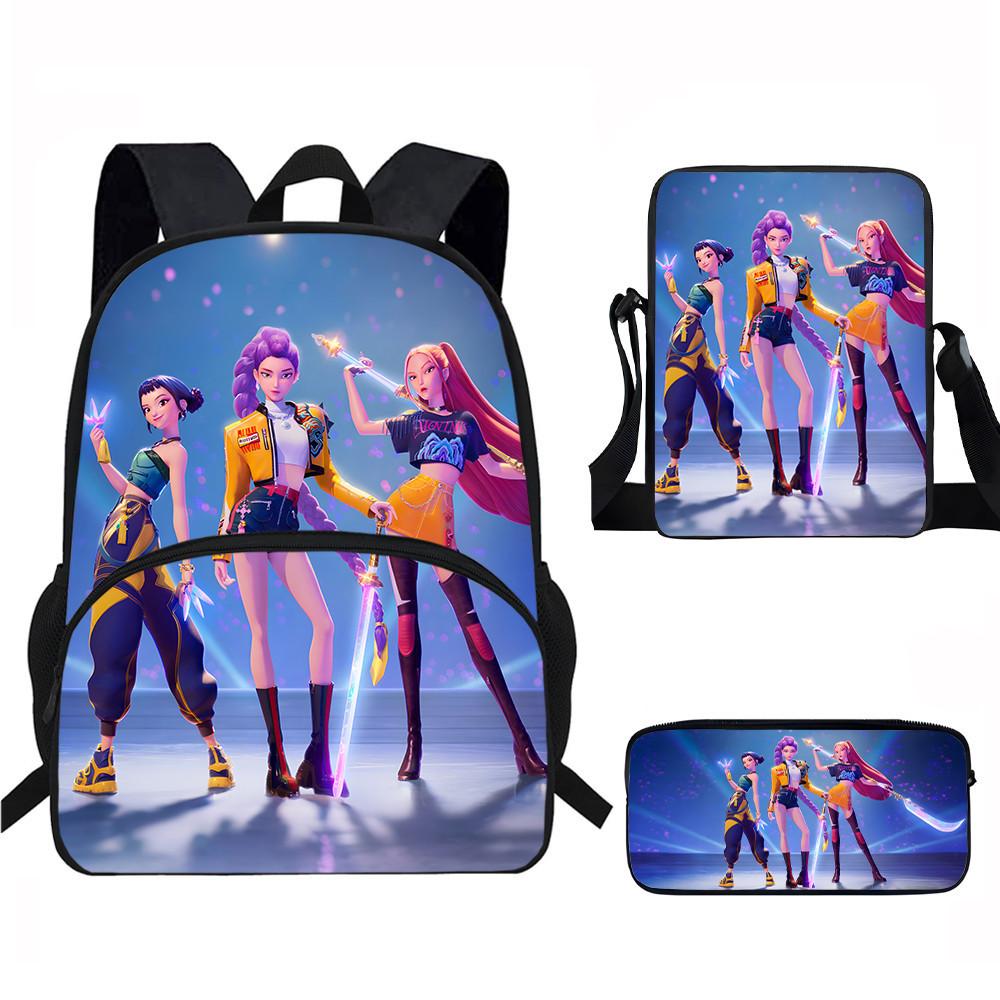 Hunters Demon Kpop Child School Backpack Set Breathable Fabric Primary Students