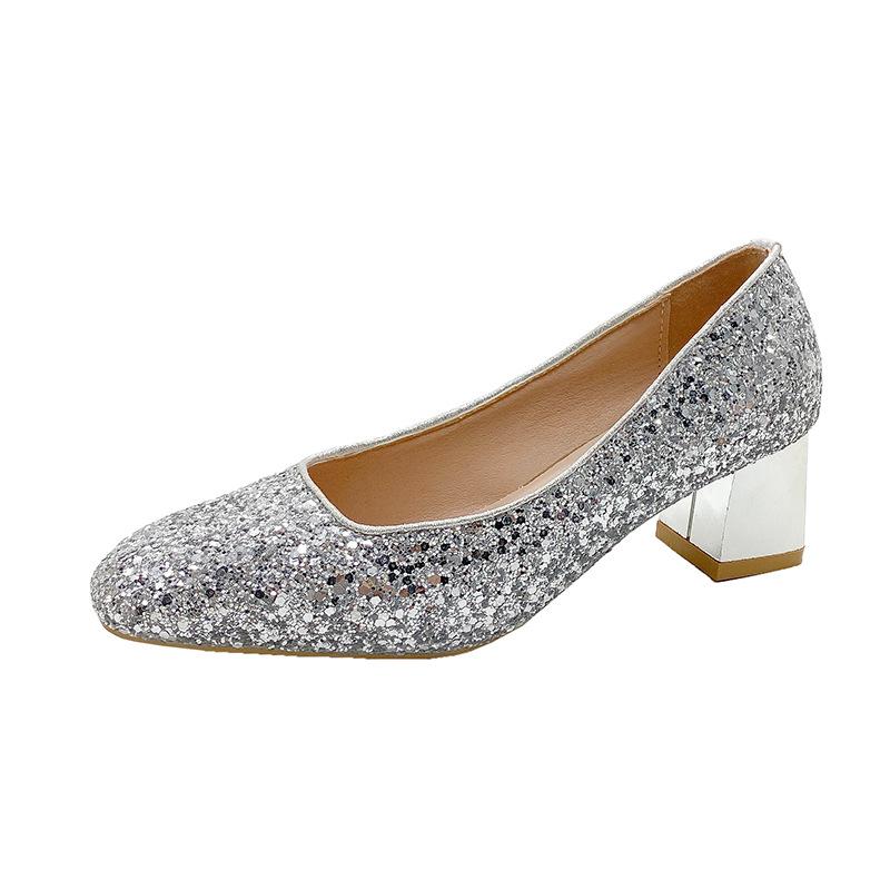 Chaussures de mariage à talons épais Robe de mariage Xiuhe double usage talons hauts cristal grande taille pieds non fatigués chaussures de mariage pour la mariée chaussures pour femmes nouveaux modèles