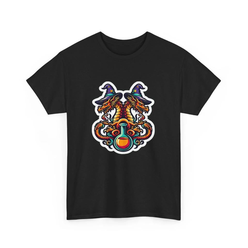 Unisex Adult T Shirt Dragon Wizards with Magic Potions Mythical Fantasy Tee