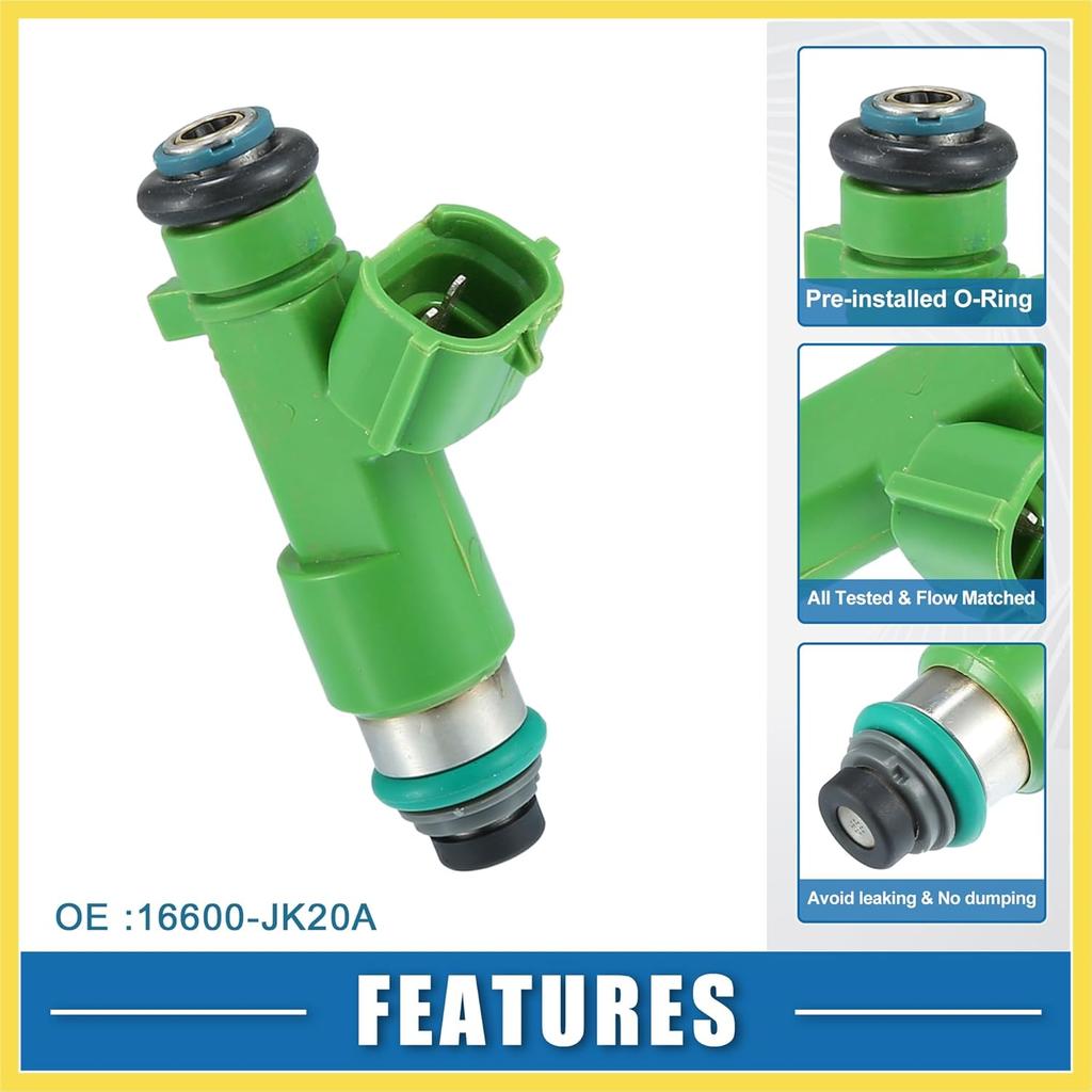 Fuel Injector No.16600JK20A Fuel Injection Nozzle for Nissan Pathfinder 14-20 3.5L for Nissan 350Z 07-09 3.5L Green (Pack of 6) Benefit