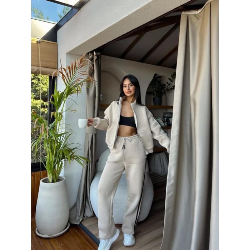 Womens 2026 Casual Sport Set Loose Fashion Color Block Hooded Cardigan Sweatshirt Long Pants Streetwear