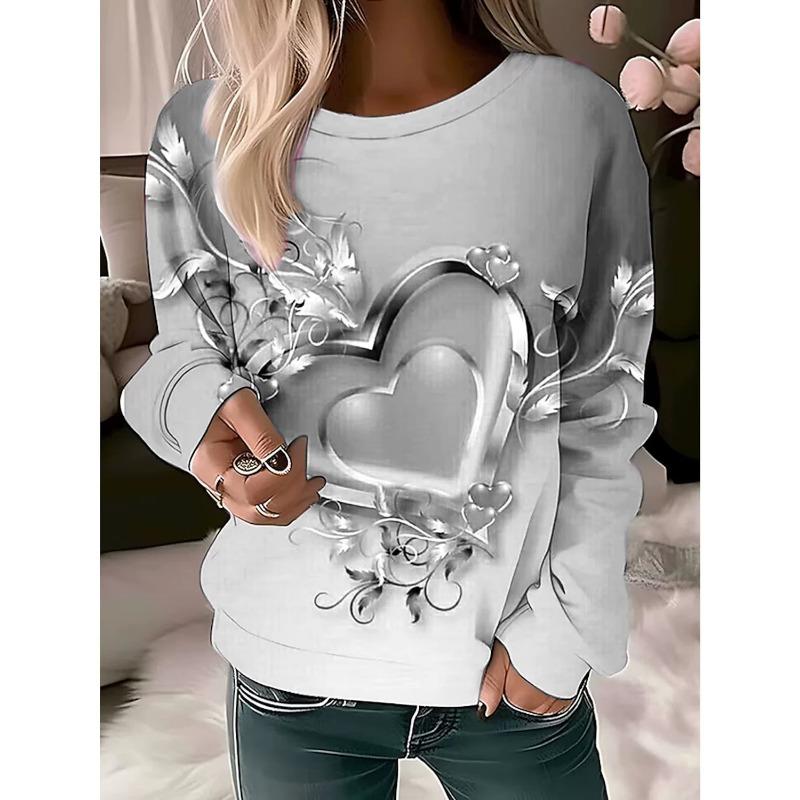 

Autumn Winter Love Heart Pattern Women Casual Sweatshirts Long Sleeve 3d Print Street Men/Ladies Lovers Sweatshirt L
