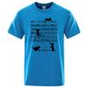 Cotton T Shirt Printed Cat Playing Staves Funny T-shirts for Men Summer Short Sleeve Top Tee Shirts Casual Basic Mens T-shirt