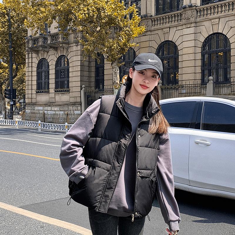 Irregular Pocket Down Cotton Vest Women's Fashion Loose and Thin Vest Vest Cotton Coat Warm Jacket Tide