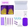 Diamond Painting Tools Kit Double Slot Sorting Trays 45/58PCS Set with Roller Tweezers Glue Clay DIY Rhinestone Embroidery Accessories