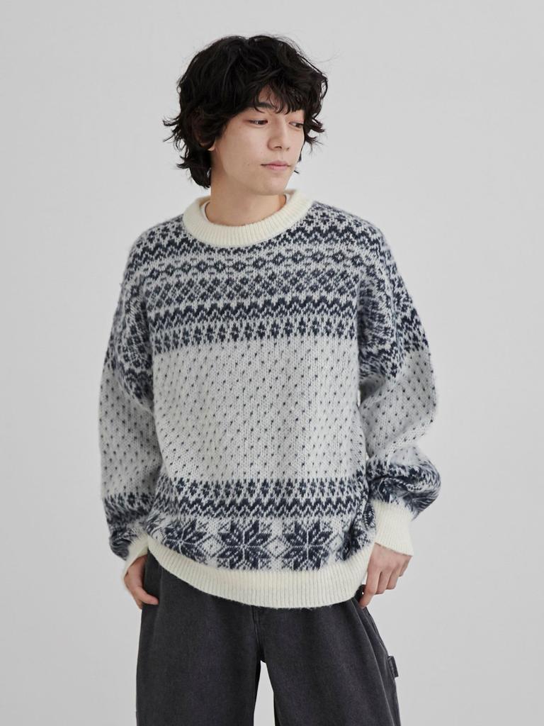 Cohen Washable Fair Isle Crew Neck Knit 75306460071 6970 DK.GREEN(69) L