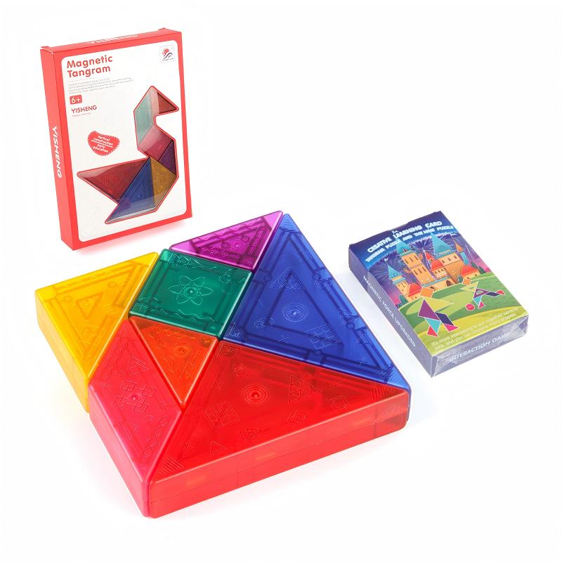 3D Magnetic Tangram & Nine-Piece Puzzle Set - Stereo Geometric Magnetic Building Blocks for Kids Spatial Thinking Training