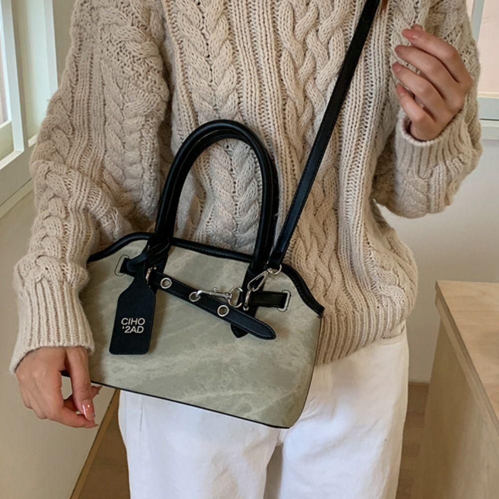 Luxury Belt Shell Handbag Pure Color Commute Tote Bag Fashion Retro Underarm Bag  Holiday
