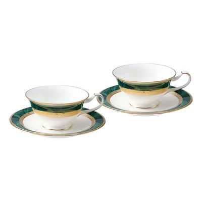 Noritake Cup Saucer 220cc Fitzgerald 2 Zákazníci Green Bone China & (Párová sada) (Káva Čaj) Y6988/4712