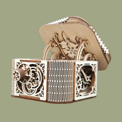 DIY 3D Treasure Box Wooden Puzzle Game Assembly Gift Gift Adult Building Block Treasure Box