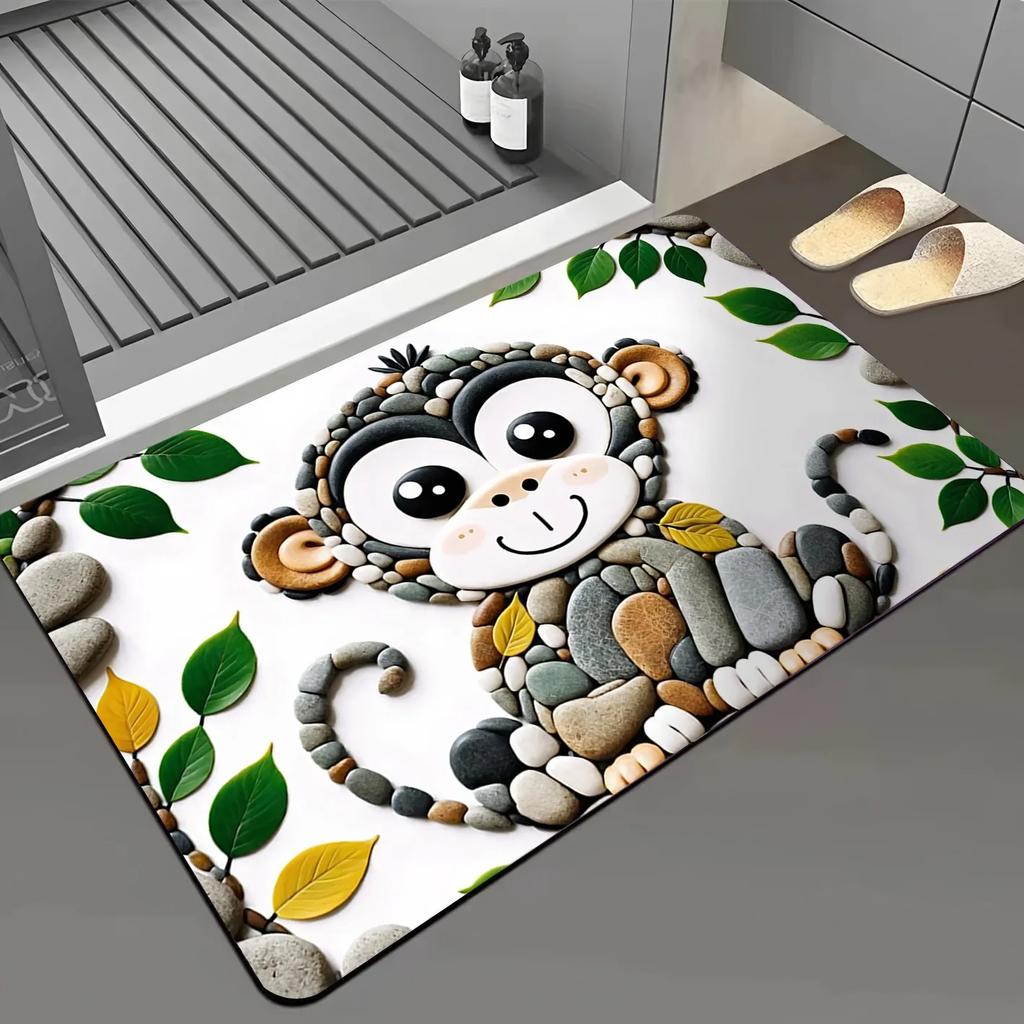 Cartoon Pebble Bathroom Diatomaceous Earth Floor Mat Absorbent Door Mat Entrance Mat Anti Slip Fast Drying Living Room Carpet