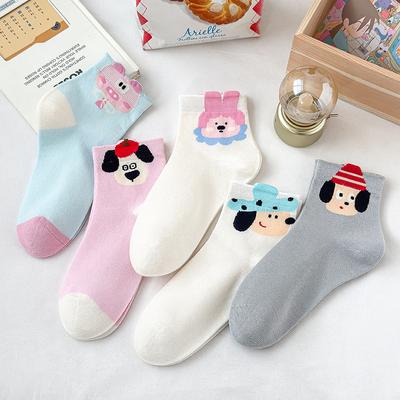 5 Paar Mädchen Frühling und Sommer Hübsche Preppy Stil All Match Cartoon Kniestrümpfe