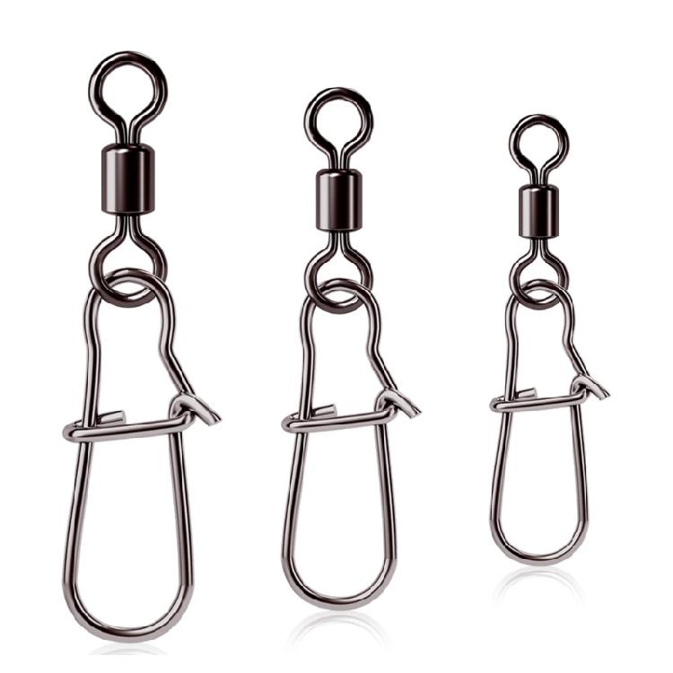 10Pcs Fishing Swivels with Locking Snap Fishing Line Hook Connectors Round Bearing Swivels Fishing Snap Fishing Swivels