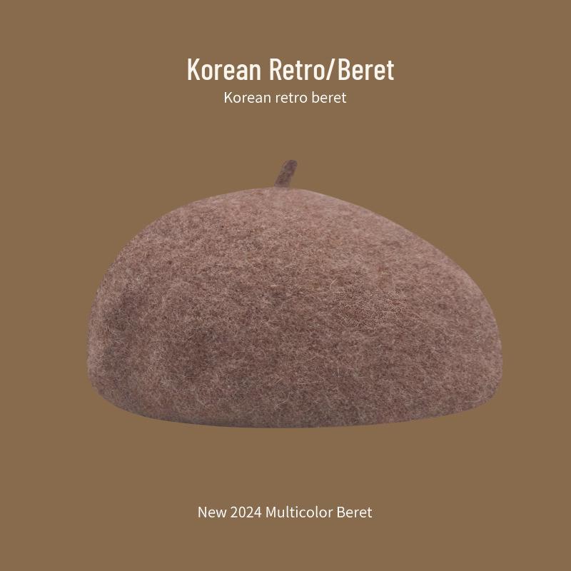 Korean Style Women's Wool Knit Beret – Warm Retro Octagonal Hat