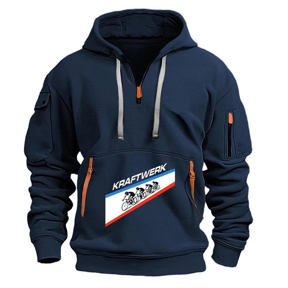 Kraftwerk Logo Print 2026 Men's Spring And Autumn Creative Graphic Versatile Fashion Best Seller Coat Half Zipper Hoodies