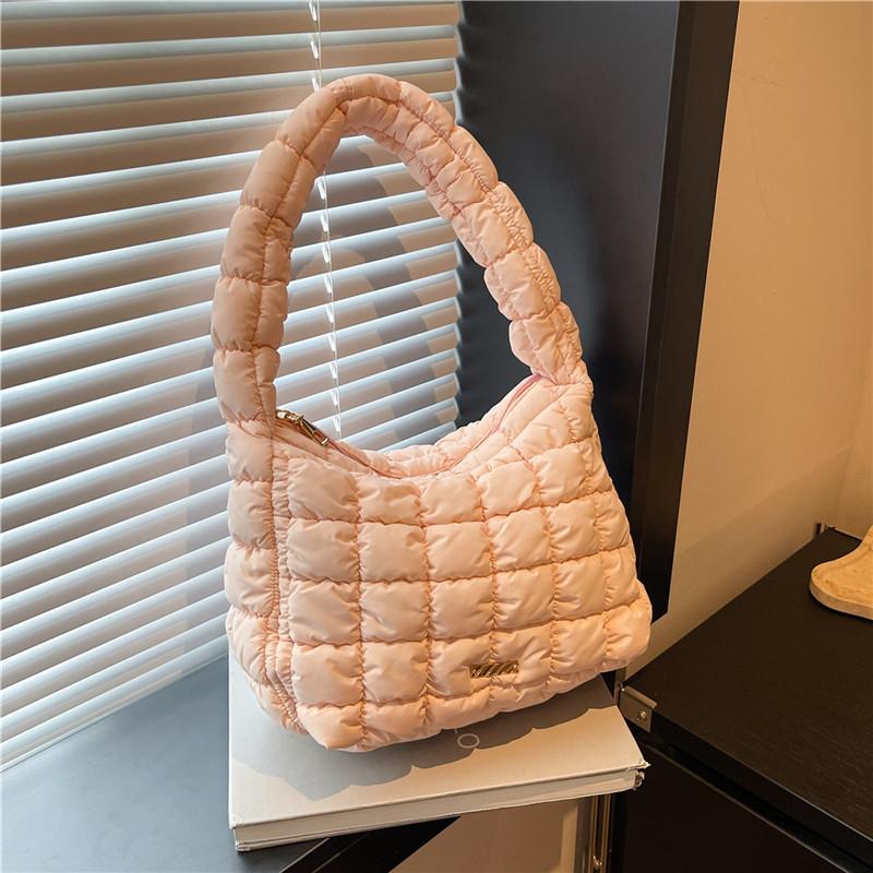 New pleated cloud bag versatile fashion single shoulder portable dumpling bag large capacity down cotton underarm women's bag