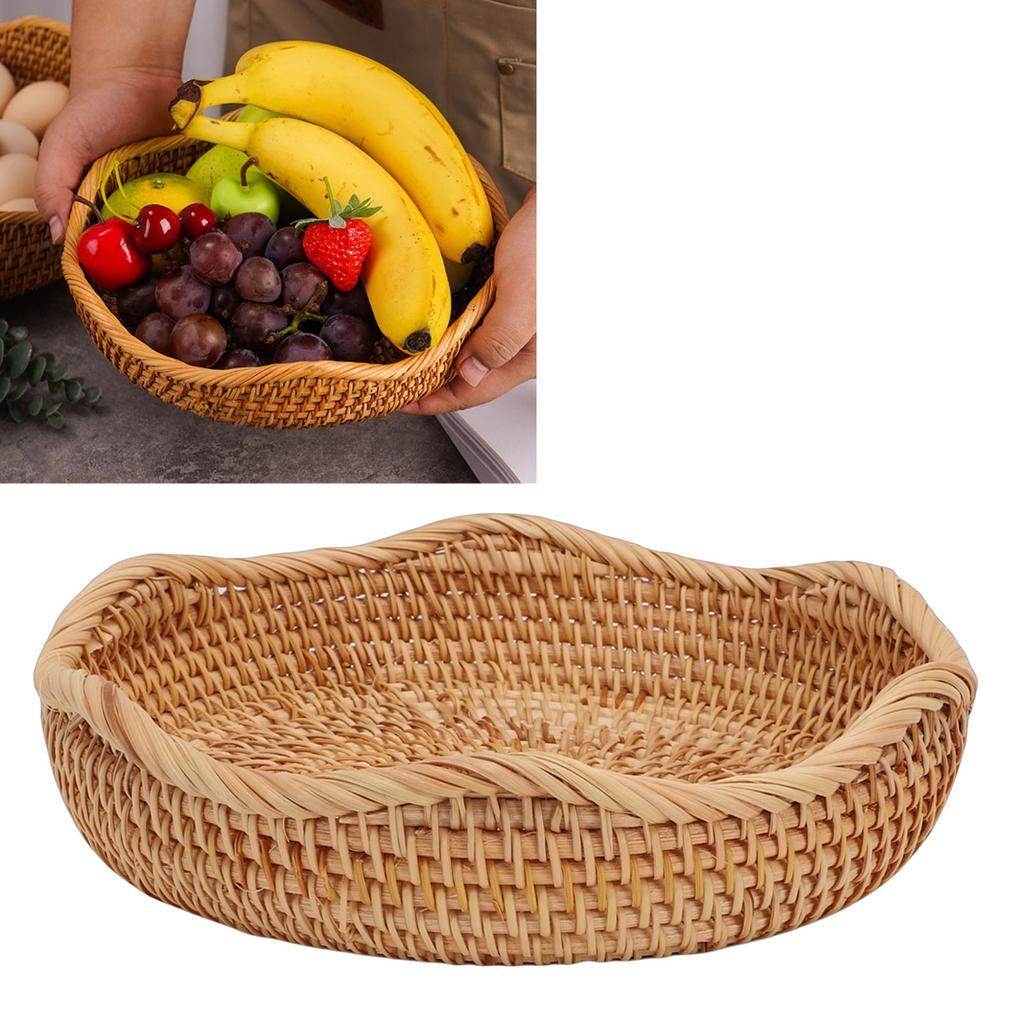   Basket Round Woven Storage Bowl Bread Fruit Serving Basket for Kitchen Dining Room Living Room