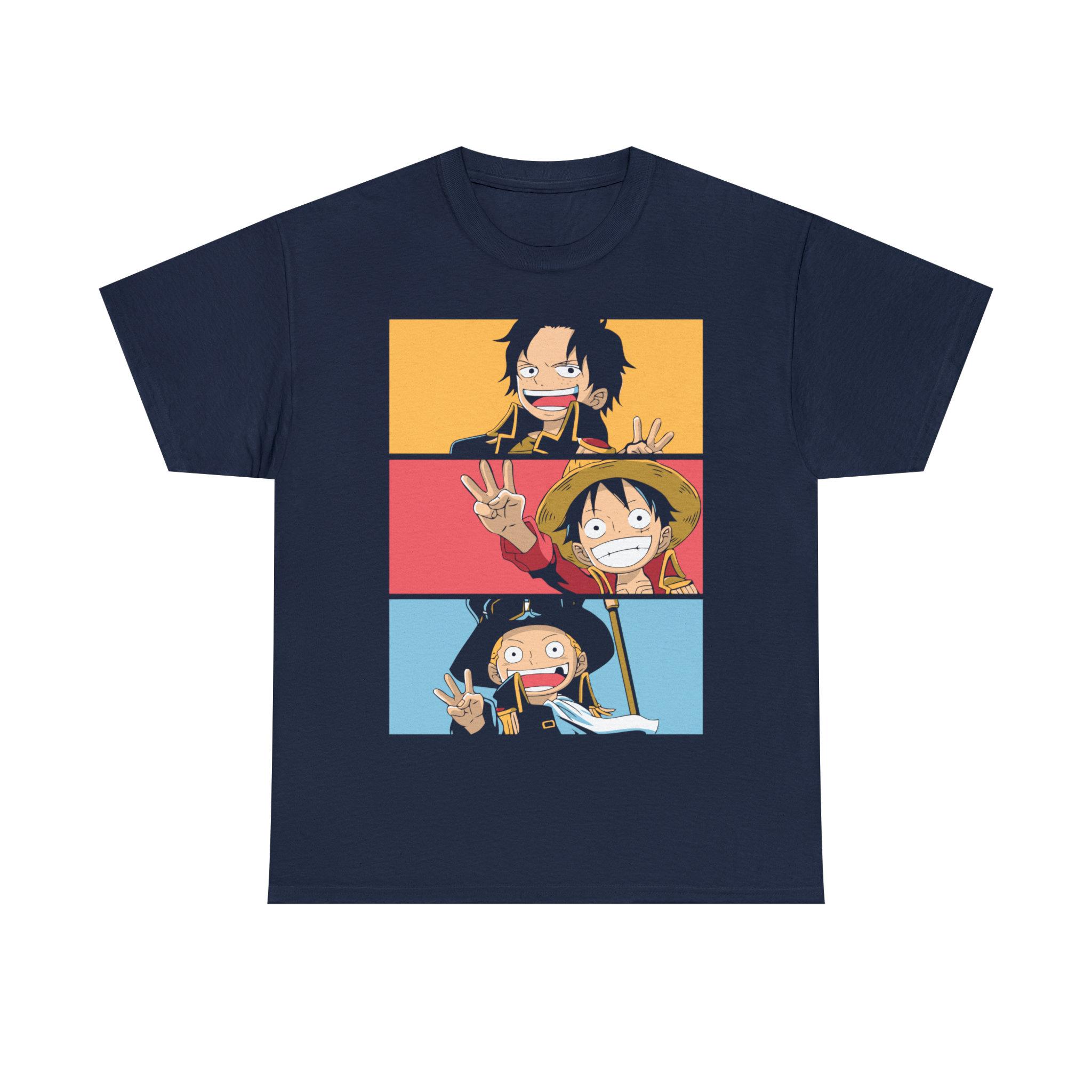 Luffy One Piece Anime Shirt Straw Hat Pirates Unisexga Shirt Luffy Brothers Mugiwara Japanese Unisex Tee S