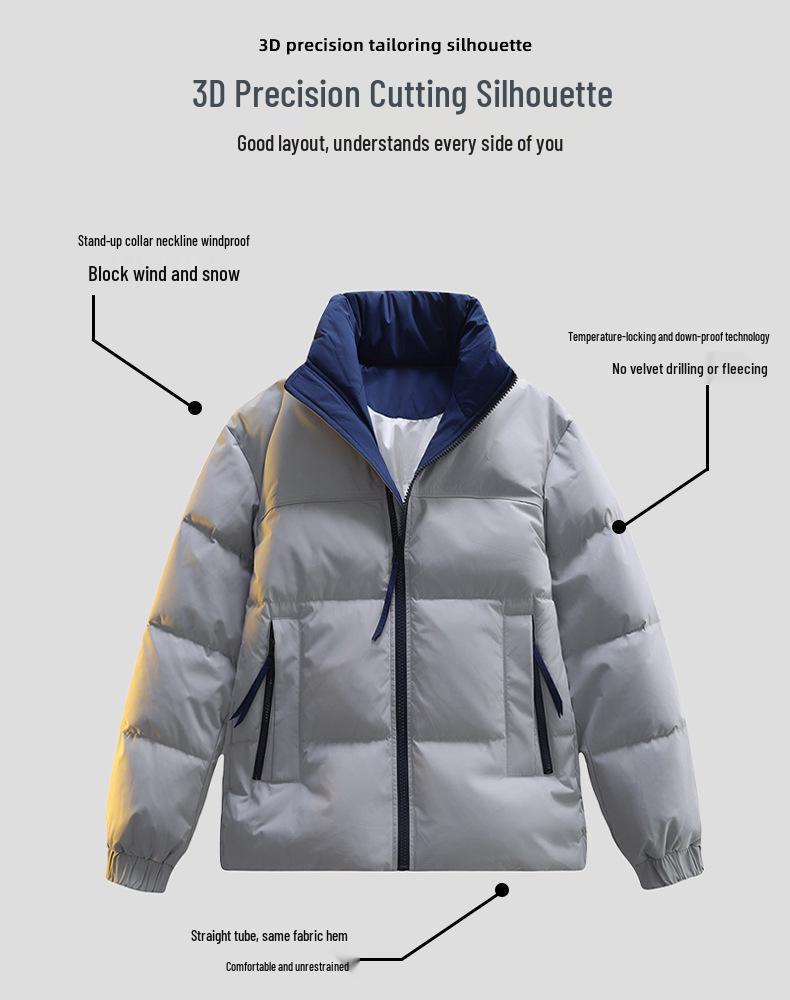 Trendy Warm Stand Collar Solid Color Down Jacket