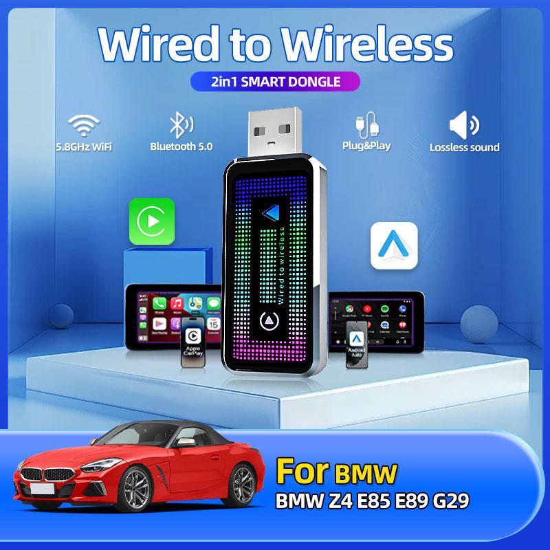 

2in1 Wireless CarPlay Android Auto Wireless Smart Dongle Mini Box Plug And Play For BMW X7 G07 Car Accessories Tools чёрный