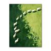 Modern Minimalist Pastoral Frameless Canvas Poster, Green Background with Sheep Herd, Wall Mural for Home Decor