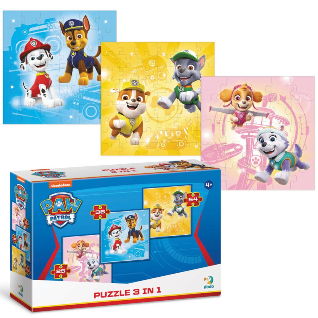 Puzzle 3W1 Psi Patrol Trzy Układanki W Jednym Opakowaniu Dla Najmłodszych
