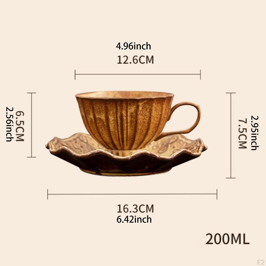 Ceramic Coffee Mug with Saucer Cappuccino Cup Teaware Luxurious Easy To Clean Smooth Latte Art